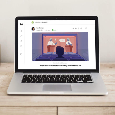 Shopify blog post illustration How virtual debates make building context more fun