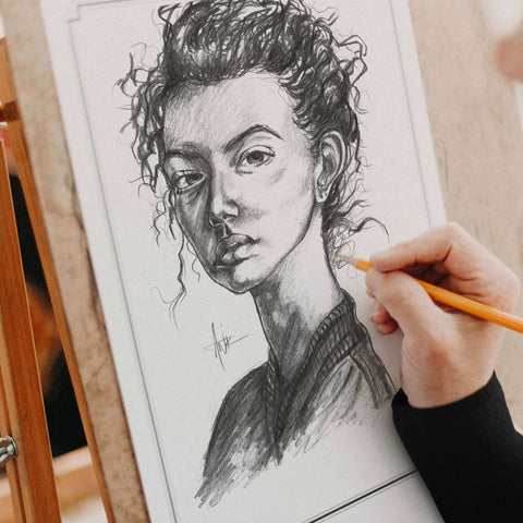 Personal Project; Portrait Study Of Graphite Curly Hair