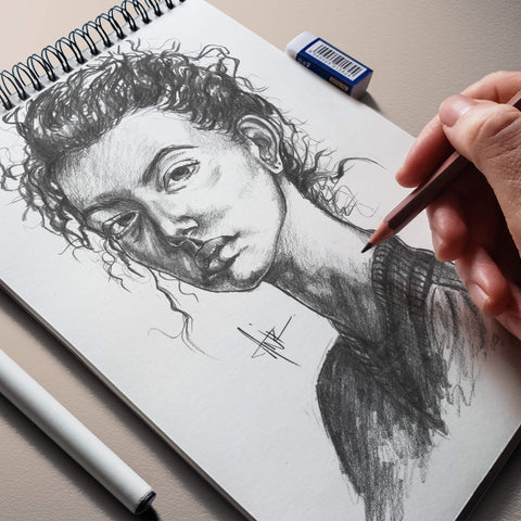 Personal Project; Portrait Study Of Graphite Curly Hair