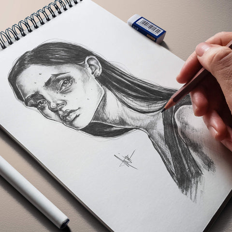 Personal Project; Portrait Study Of Harsh Hatching Graphite