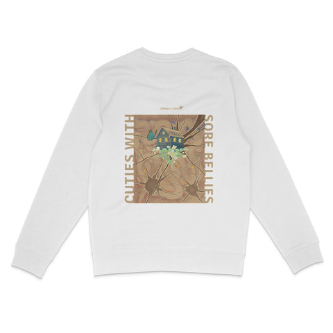 Black & White Almost Cuties With Sore Bellies Unisex Crew Neck Sweater - back_0