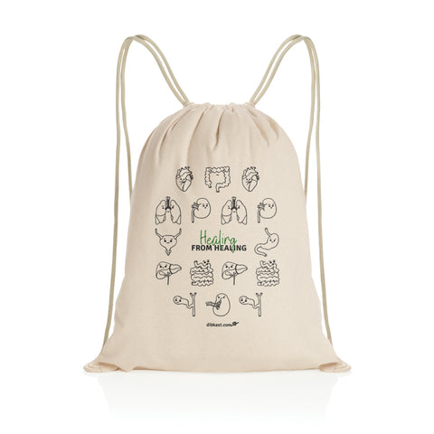 Beige Almost Healing From Healing Drawstring Backpack - front_0