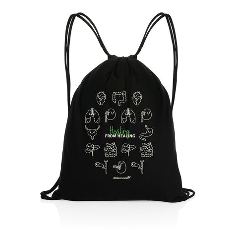Black Almost Healing From Healing Drawstring Backpack - front_0