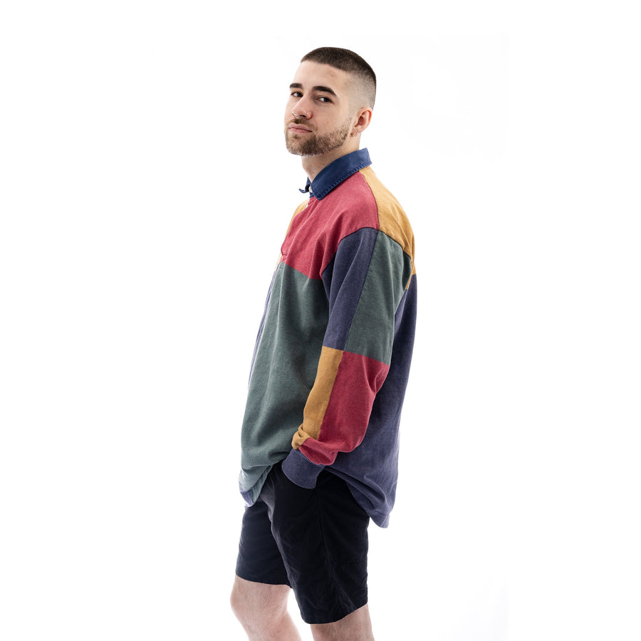 Barbarian rugby wear, multi coloured, long sleeve collar shirt with wrist cuffs