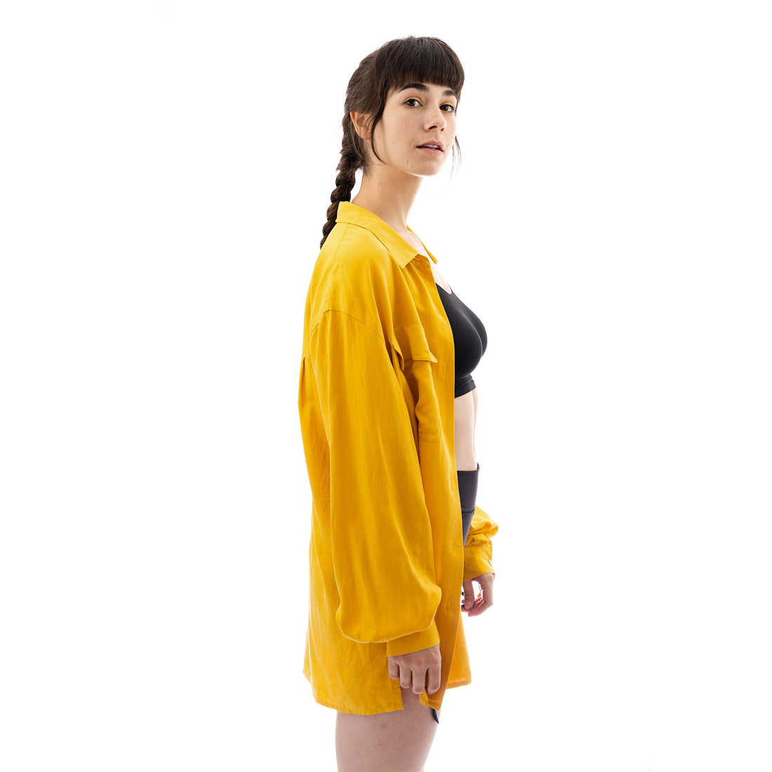 Liz Claiborne, yellow, long sleeve, silk blouse