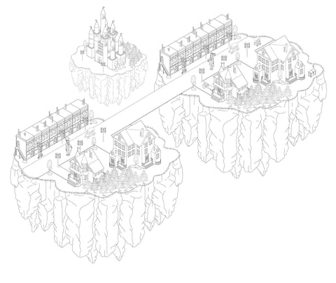 Fictional Isometric game design environment line work